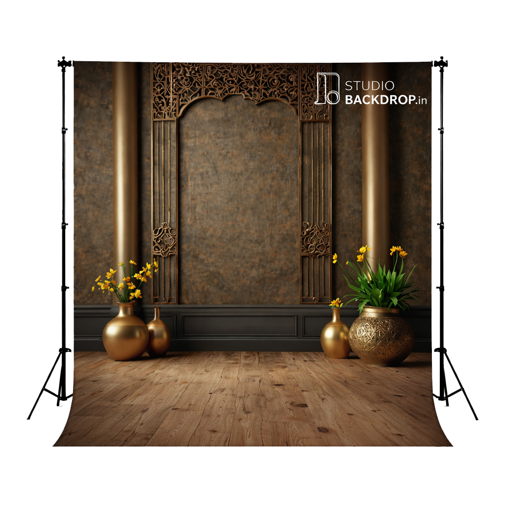 Opulent Golden Pillar Manor Backdrop
