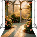Victorian Sunlit Conservatory Rose Garden Backdrop