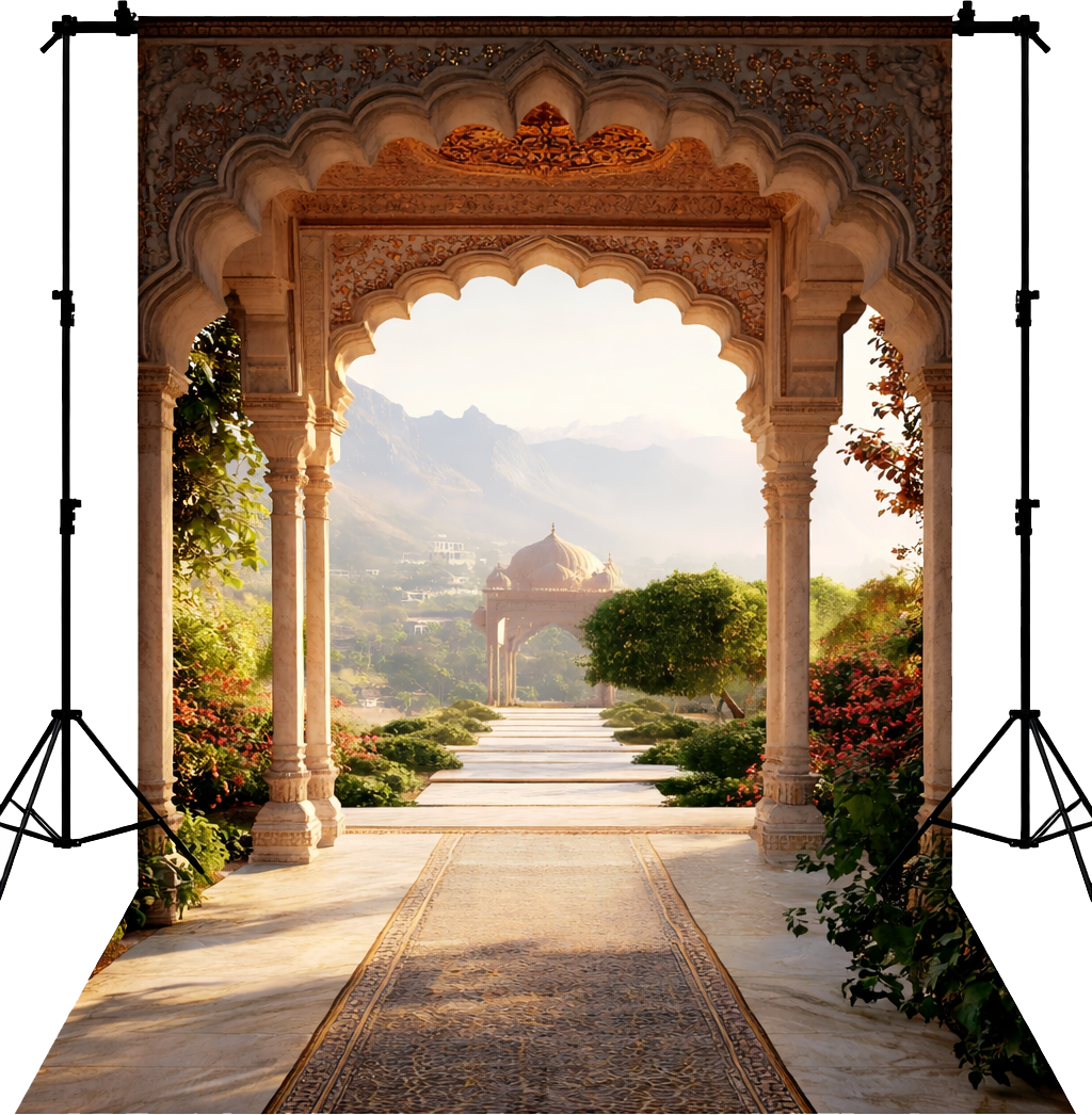 Majestic Mughal Palace Terrace Photography Backdrop