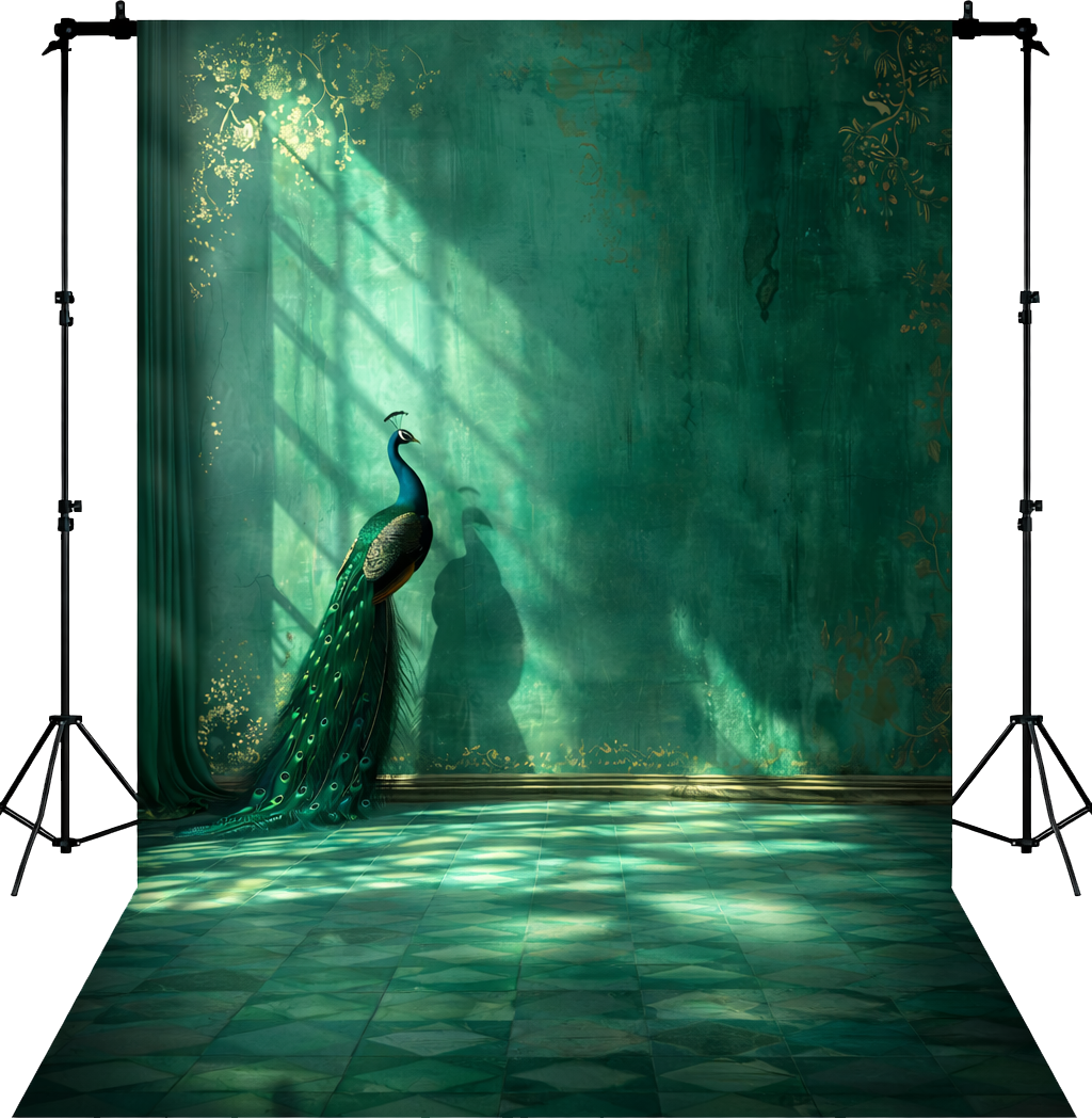 Regal Emerald Peacock Manor Photography Backdrop