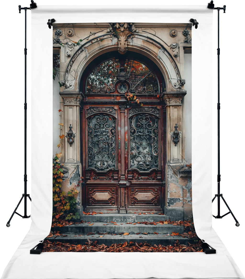 Ornate Vintage Manor Door Photography Backdrop