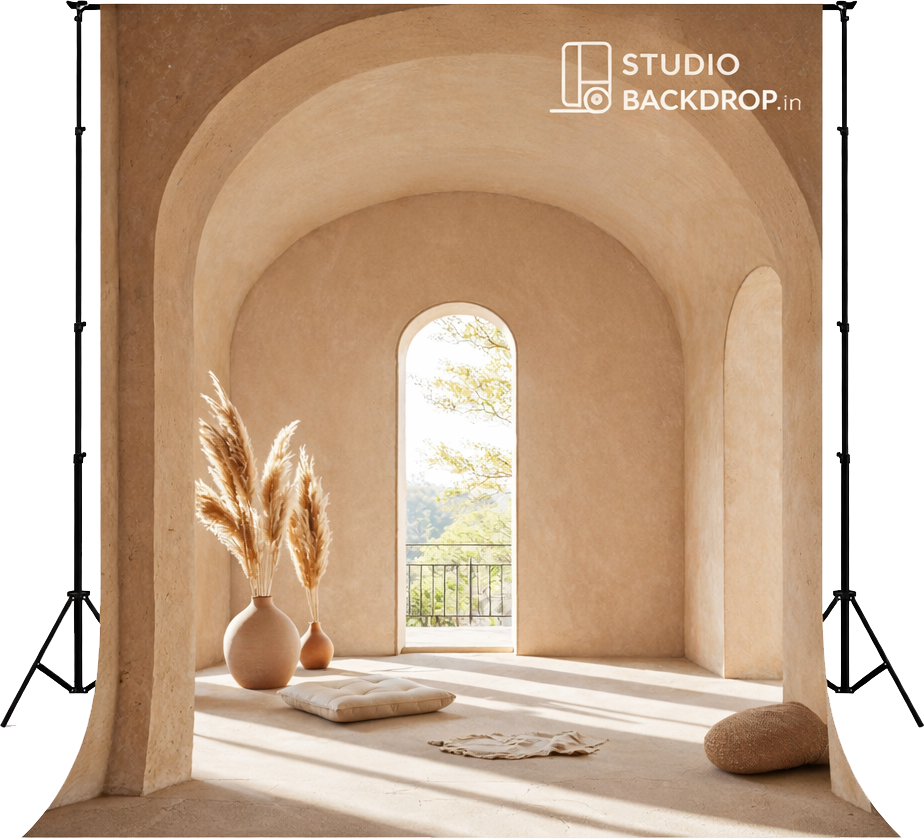 Beige Minimal Arch Window Photography Backdrop