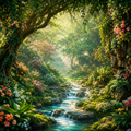 Enchanted Forest Waterfall Festival Photography Backdrop