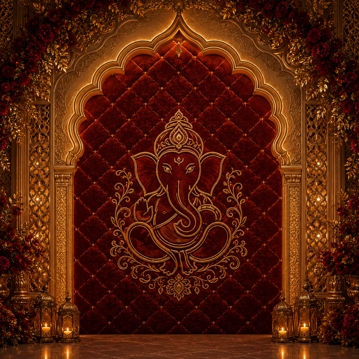 Royal Ganesh Festival Photography Backdrop