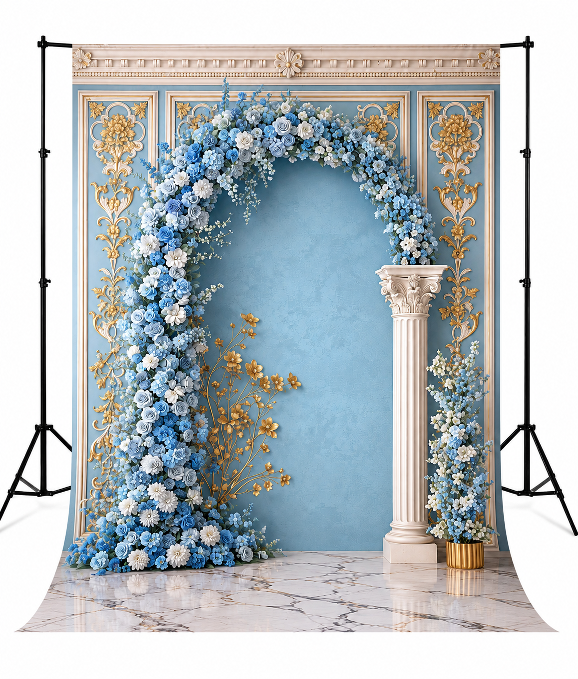 Royal Blue Blossom Arch Luxury Photography Backdrop