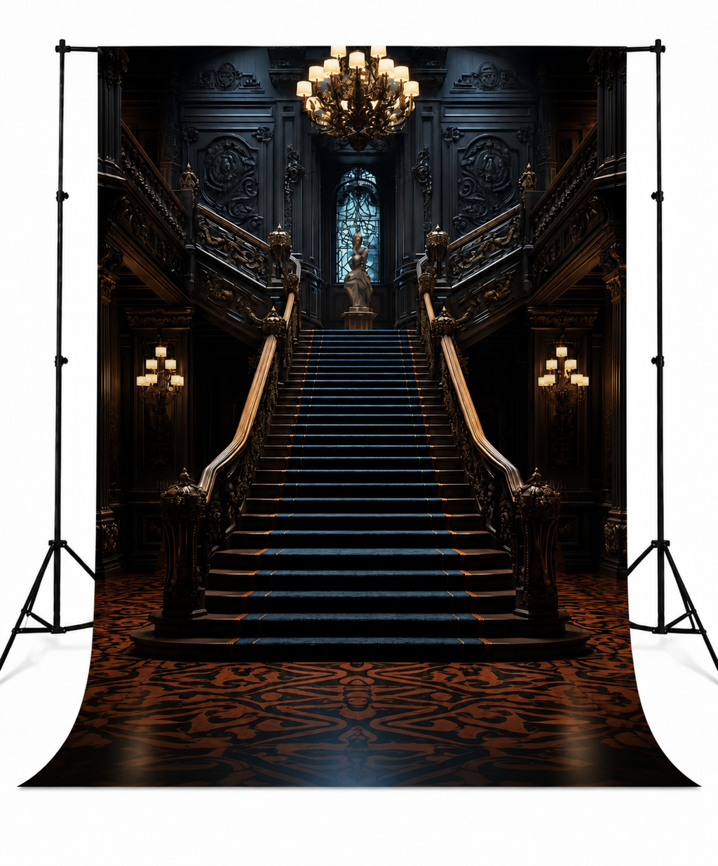 Grand Gothic Mansion Staircase Photography Backdrop