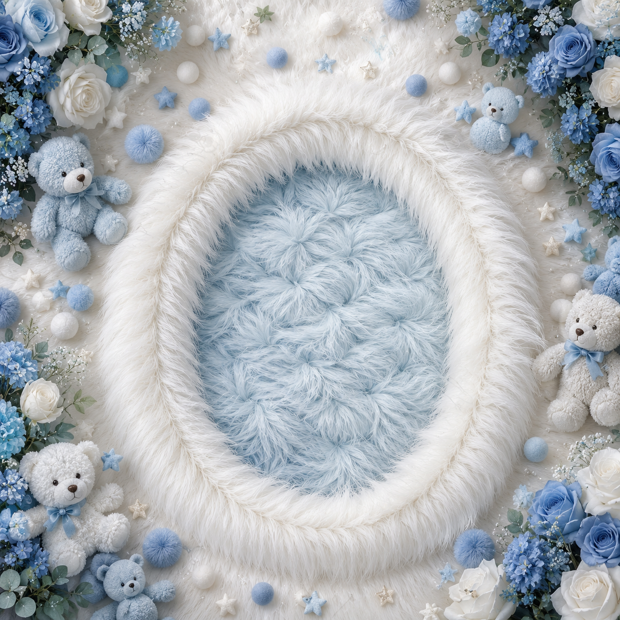 Luxury Blue Teddy Fur Nest Newborn Baby Photography Backdrop