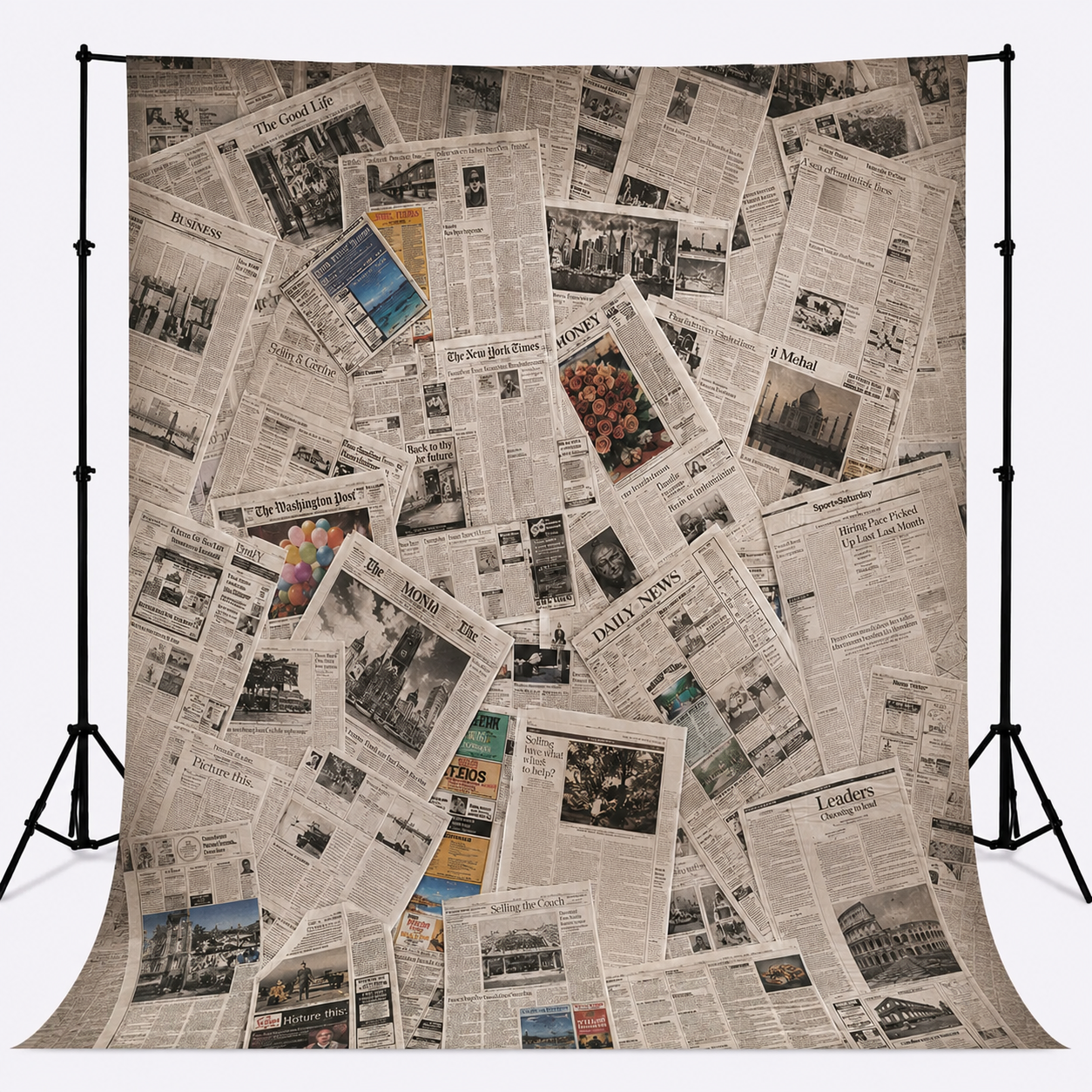 Vintage Newspaper Collage Photography Backdrop