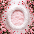 Luxury Pink Rose Fur Nest Newborn Baby Photography Backdrop