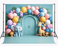 Pastel Safari Balloon Arch Backdrop For Kids
