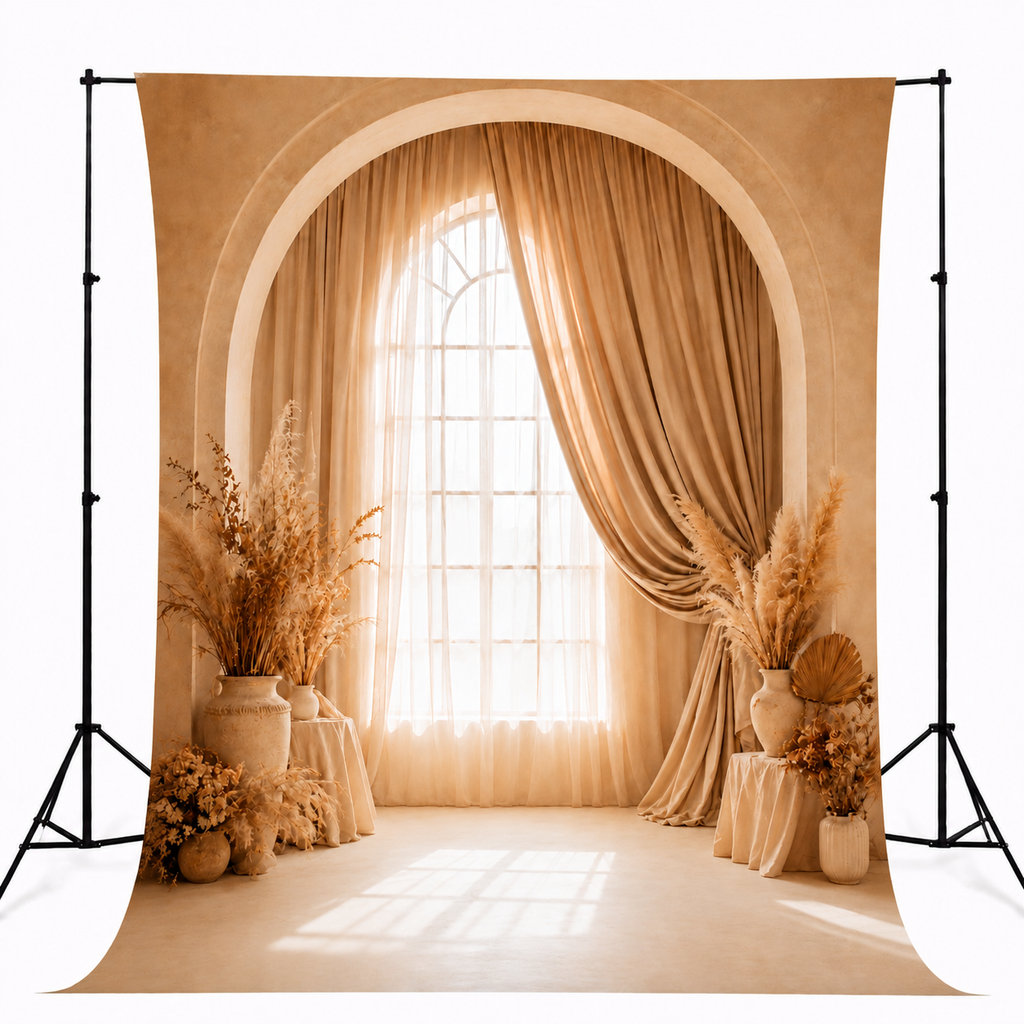 Ivory Royal Arch Window Floral Backdrop