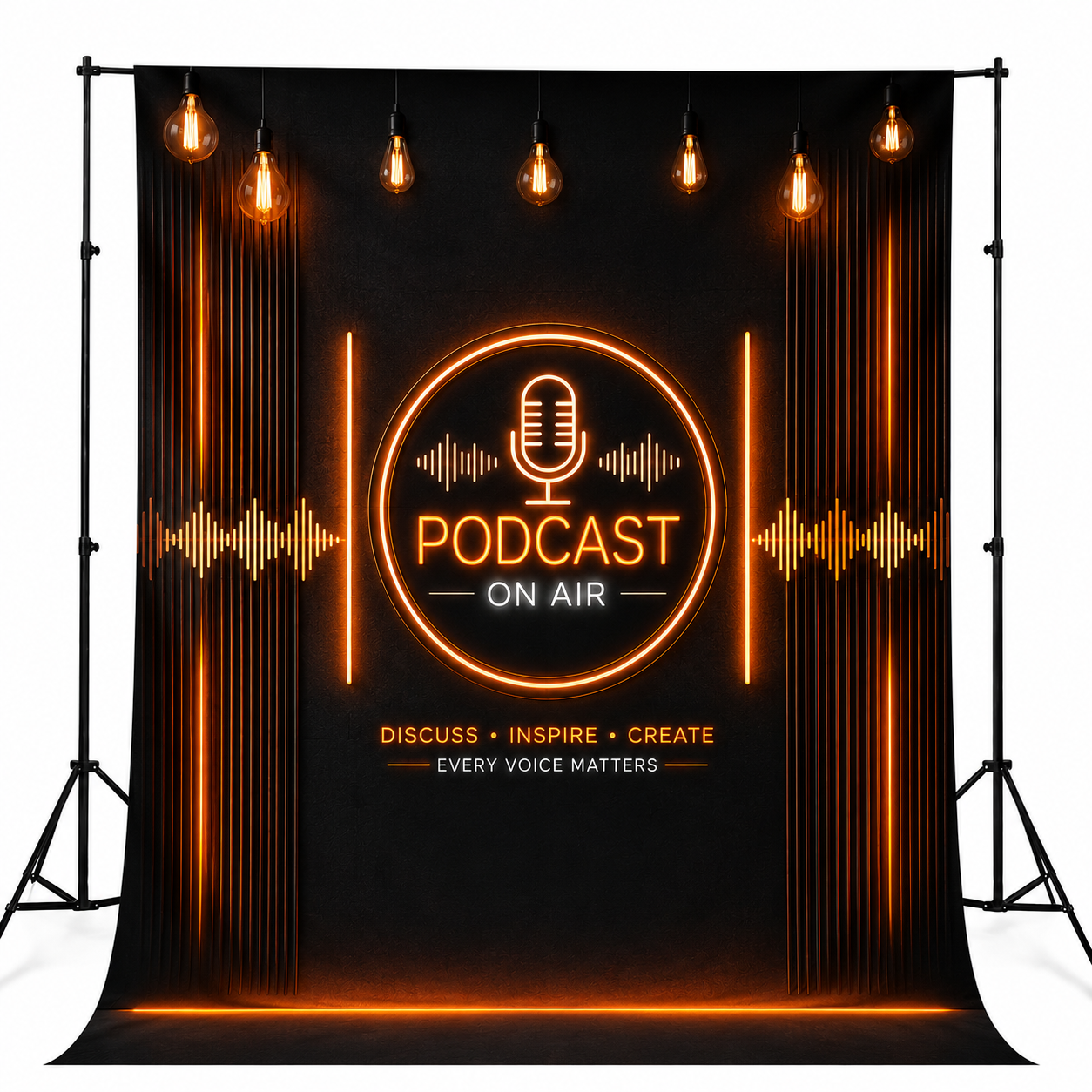 Neon Podcast Studio Backdrop