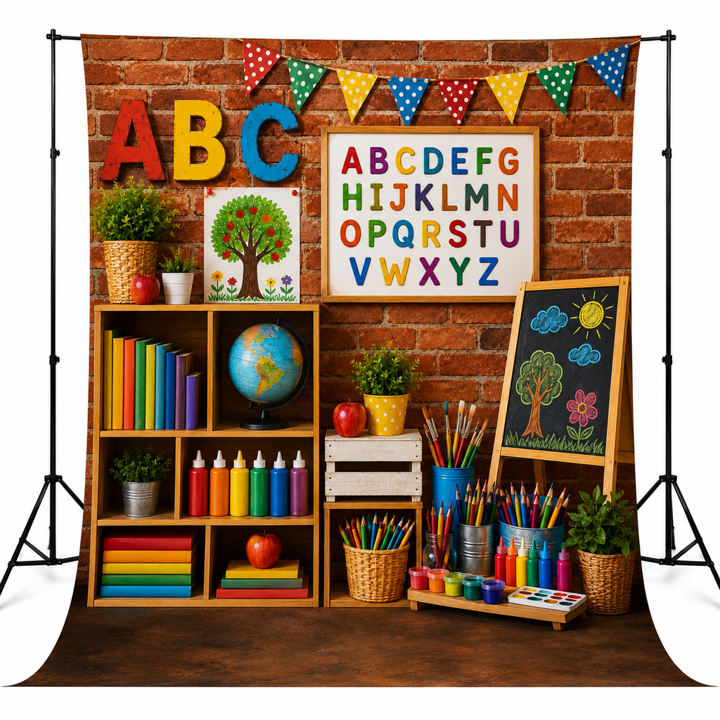 Colorful Classroom Learning Corner Photography Backdrop