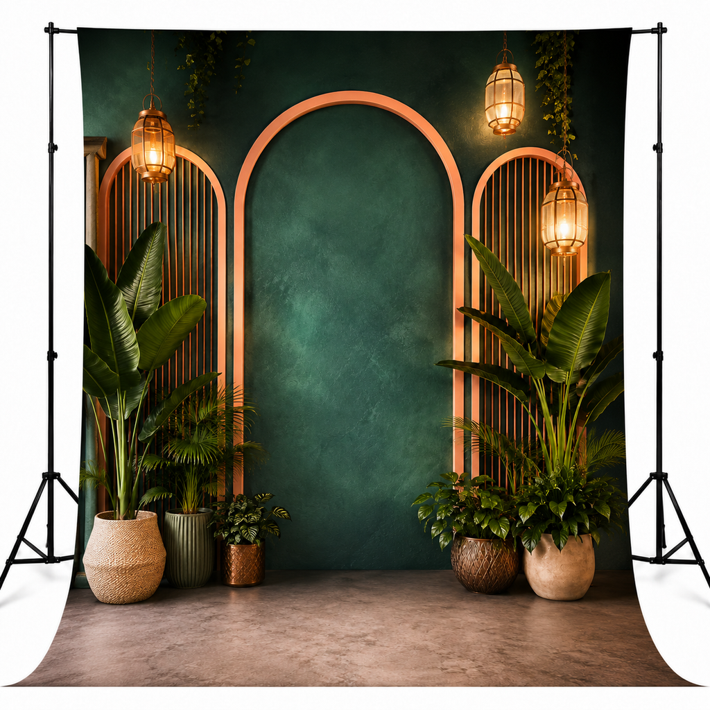 Emerald Arch Luxe Garden Backdrop