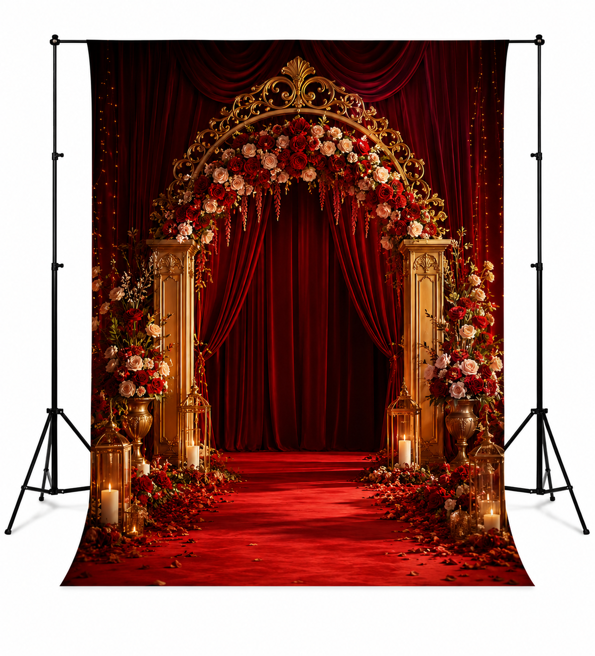Royal Crimson Rose Archway Backdrop