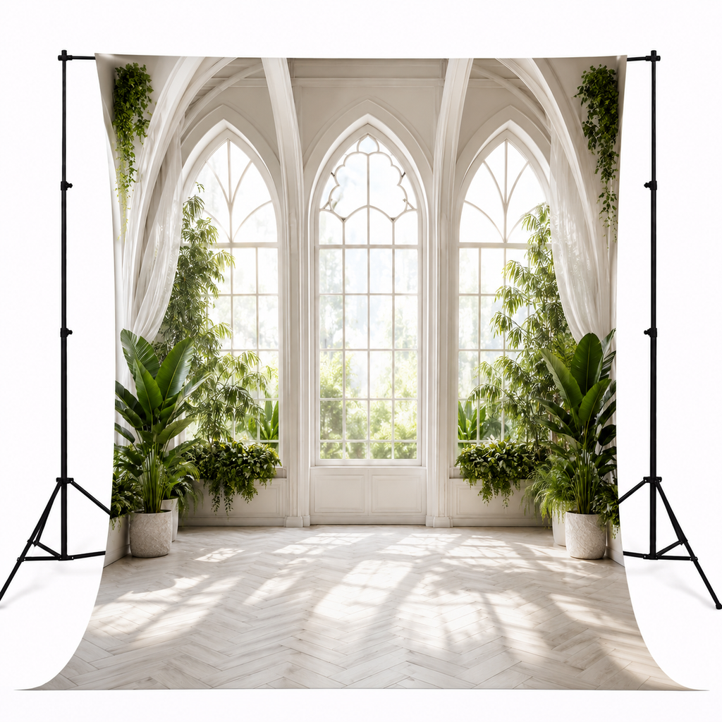 White Gothic Garden Window Backdrop