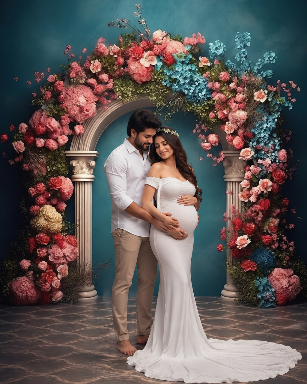 Royal Floral Arch Maternity Backdrop