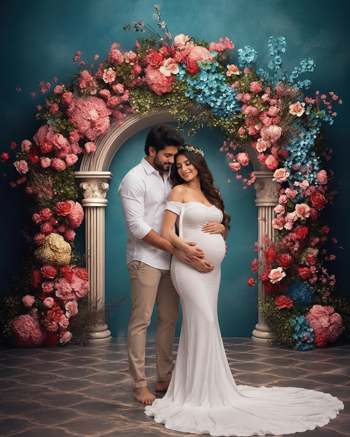 Royal Floral Arch Maternity Backdrop