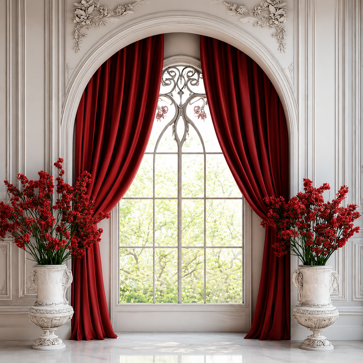 Royal Crimson Arch Window Studio Backdrop