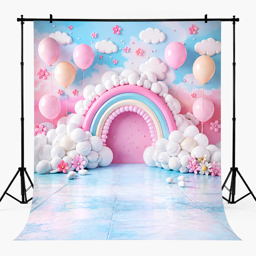 Dreamy Pastel Rainbow Kids Photography Backdrop