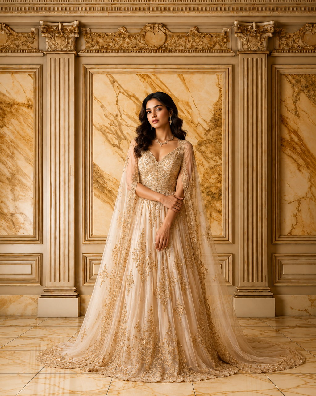 Luxury Golden Marble Palace Wall Photography Backdrop