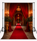Royal Crimson Palace Corridor Photography Backdrop