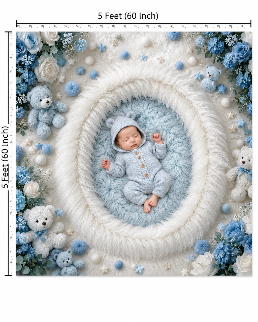 Luxury Blue Teddy Fur Nest Newborn Baby Photography Backdrop