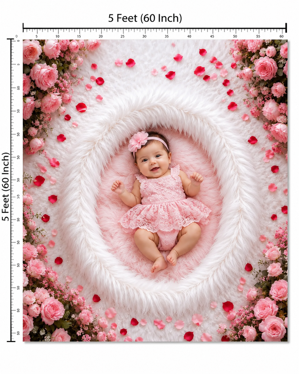 Luxury Pink Rose Fur Nest Newborn Baby Photography Backdrop
