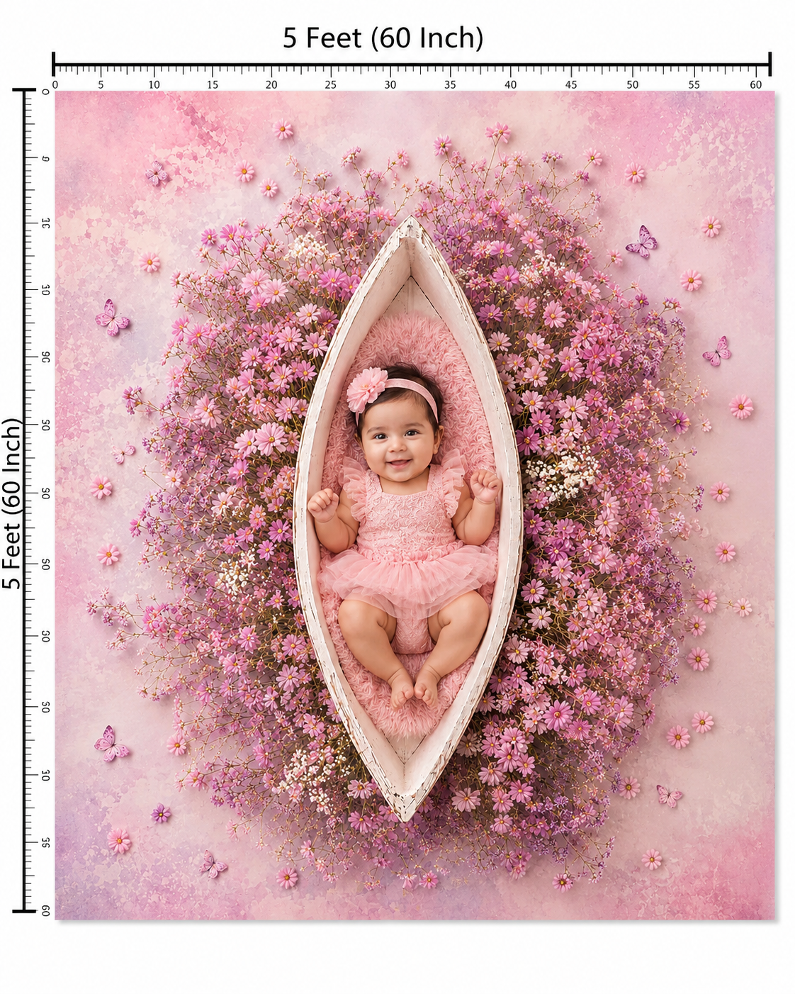 Luxury Floral Boat Newborn Baby Photography Backdrop