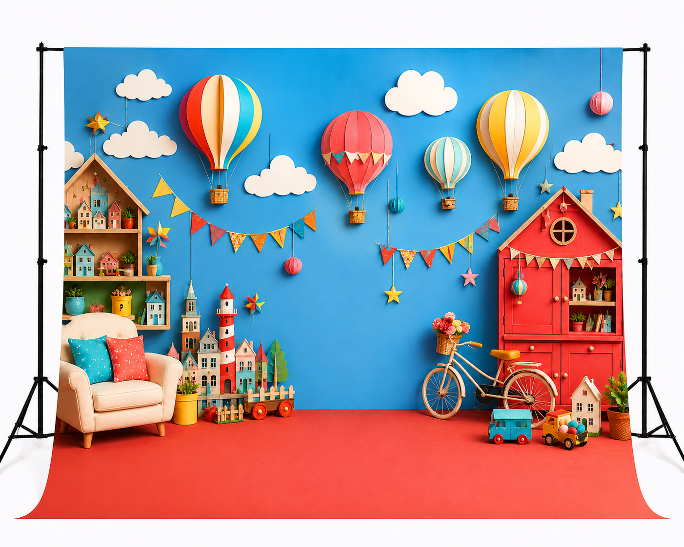 Whimsical Sky Adventure Kids Backdrop