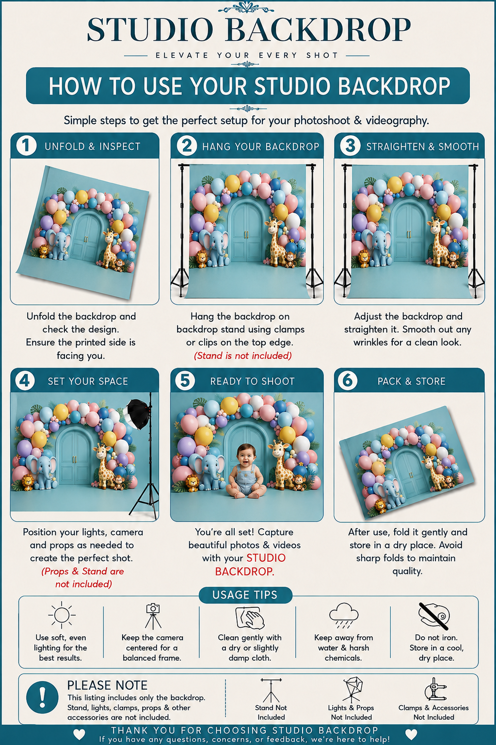 Pastel Safari Balloon Arch Backdrop For Kids