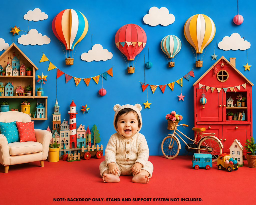 Whimsical Sky Adventure Kids Backdrop