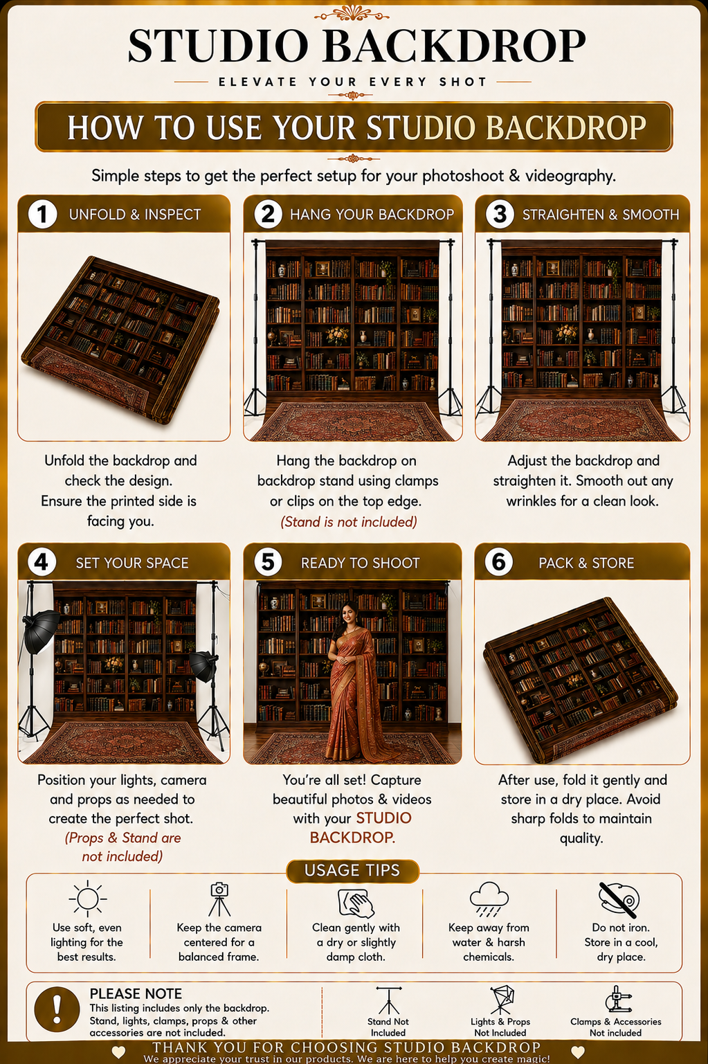 Vintage Library Study Backdrop