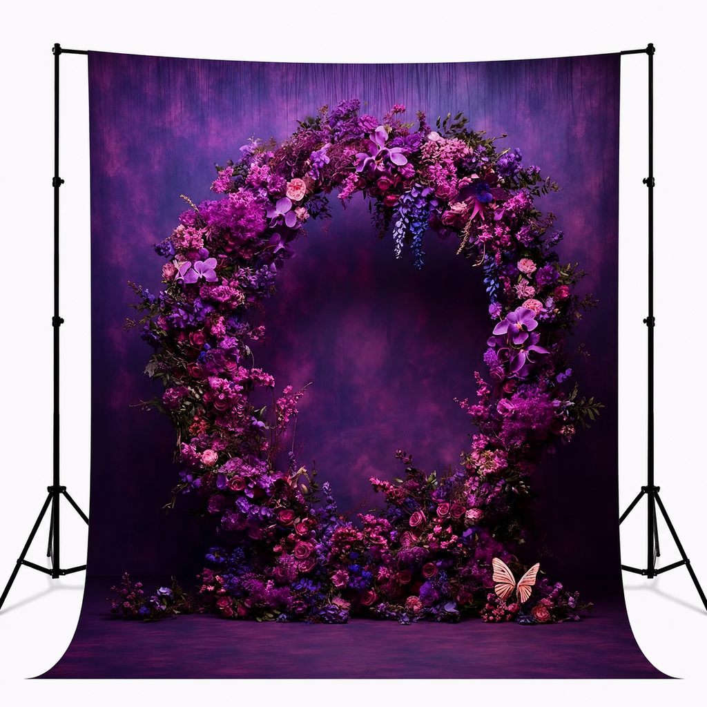 Enchanted Purple Floral Ring Maternity Backdrop
