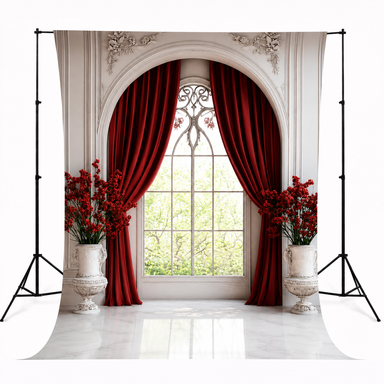 Royal Crimson Arch Window Studio Backdrop