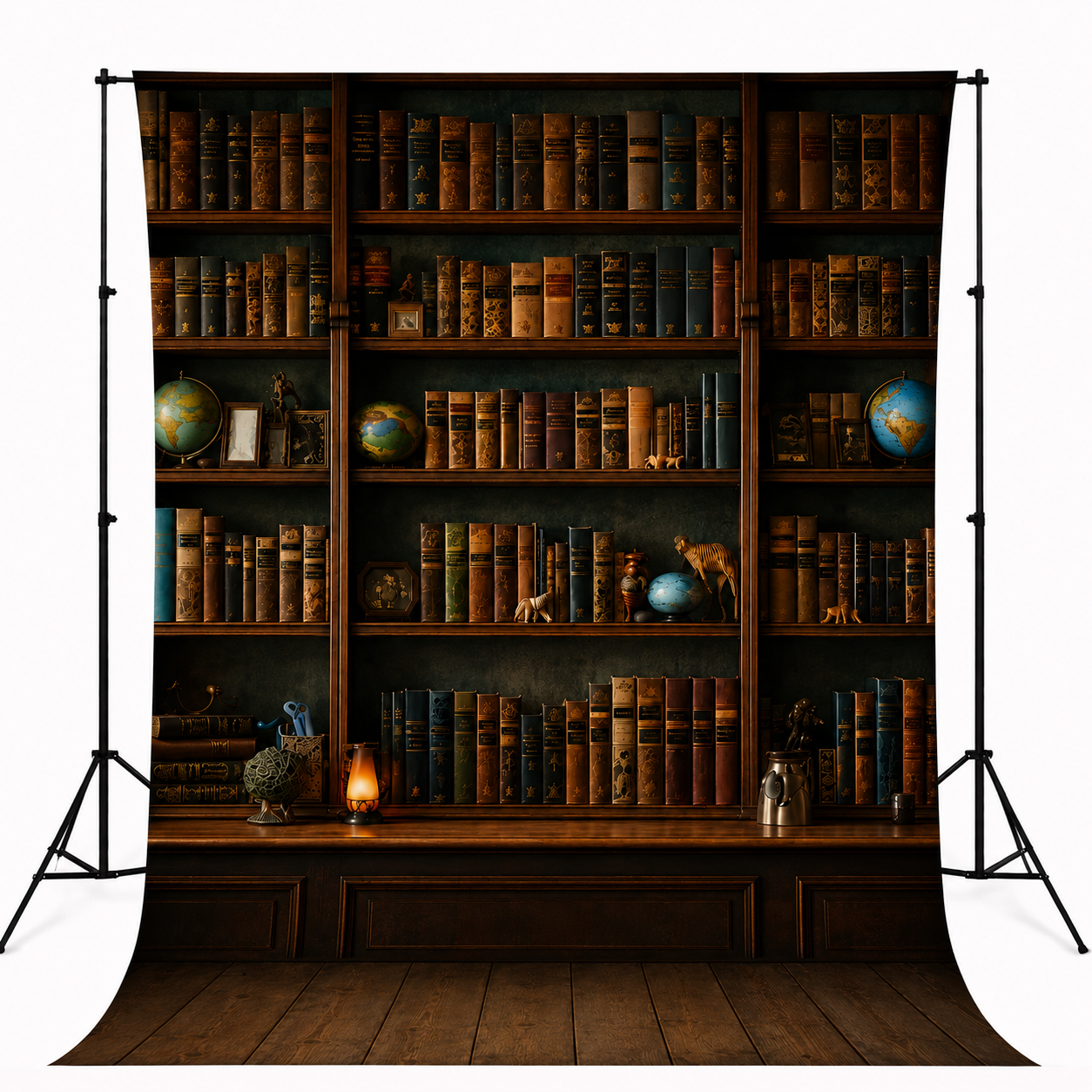 Vintage Library Bookshelf Backdrop