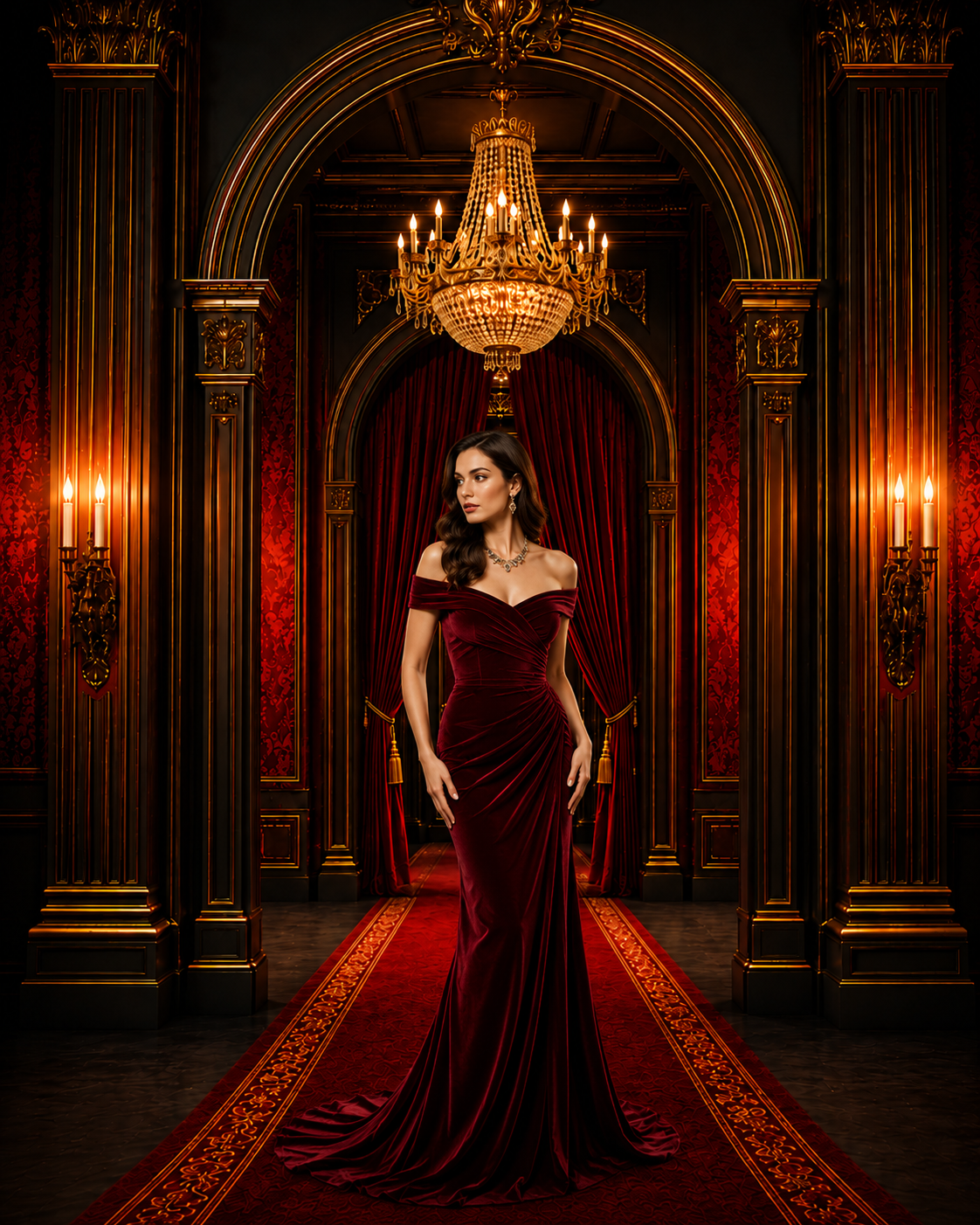 Royal Crimson Palace Entrance Backdrop