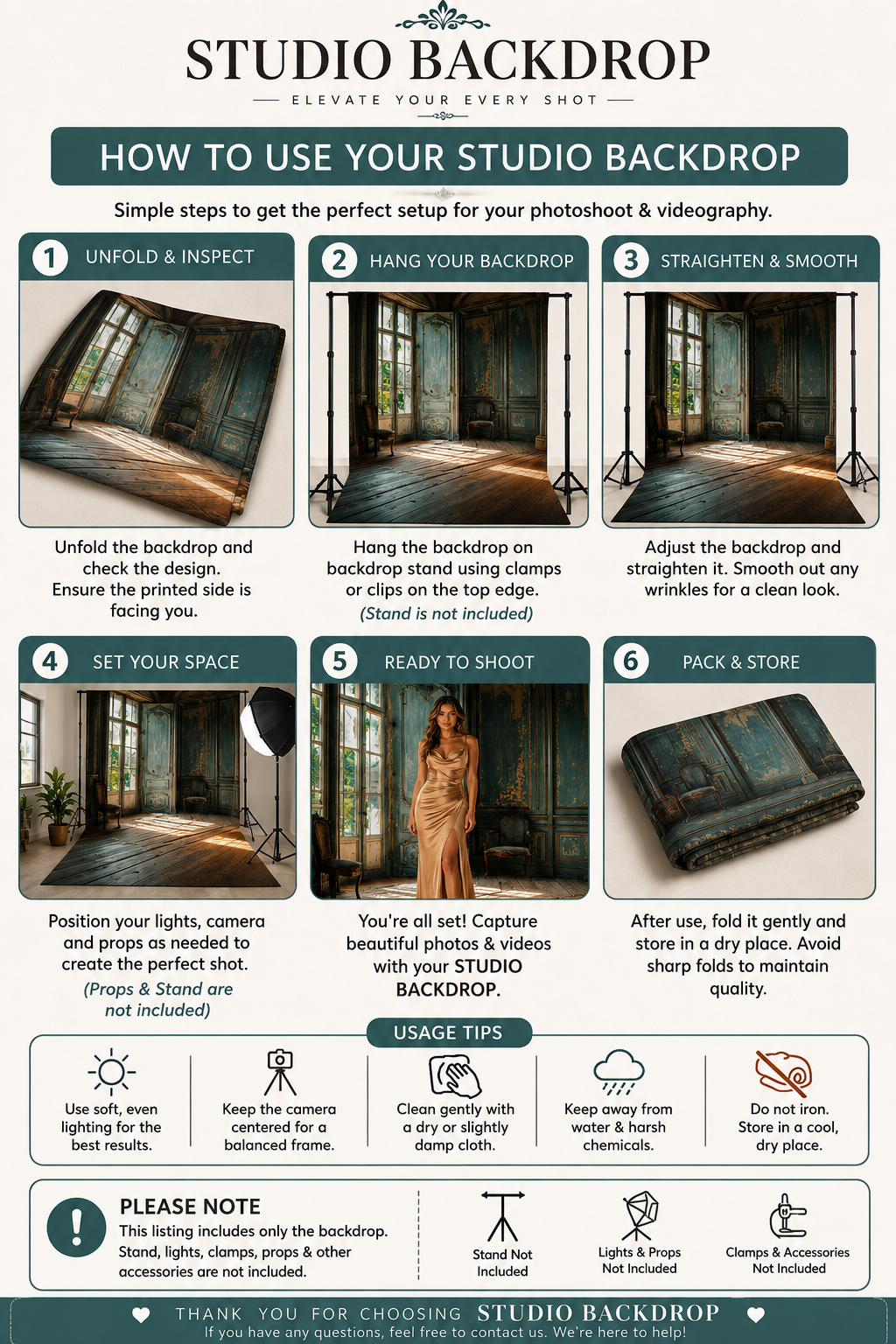 Vintage French Chateau Interior Photography Backdrop
