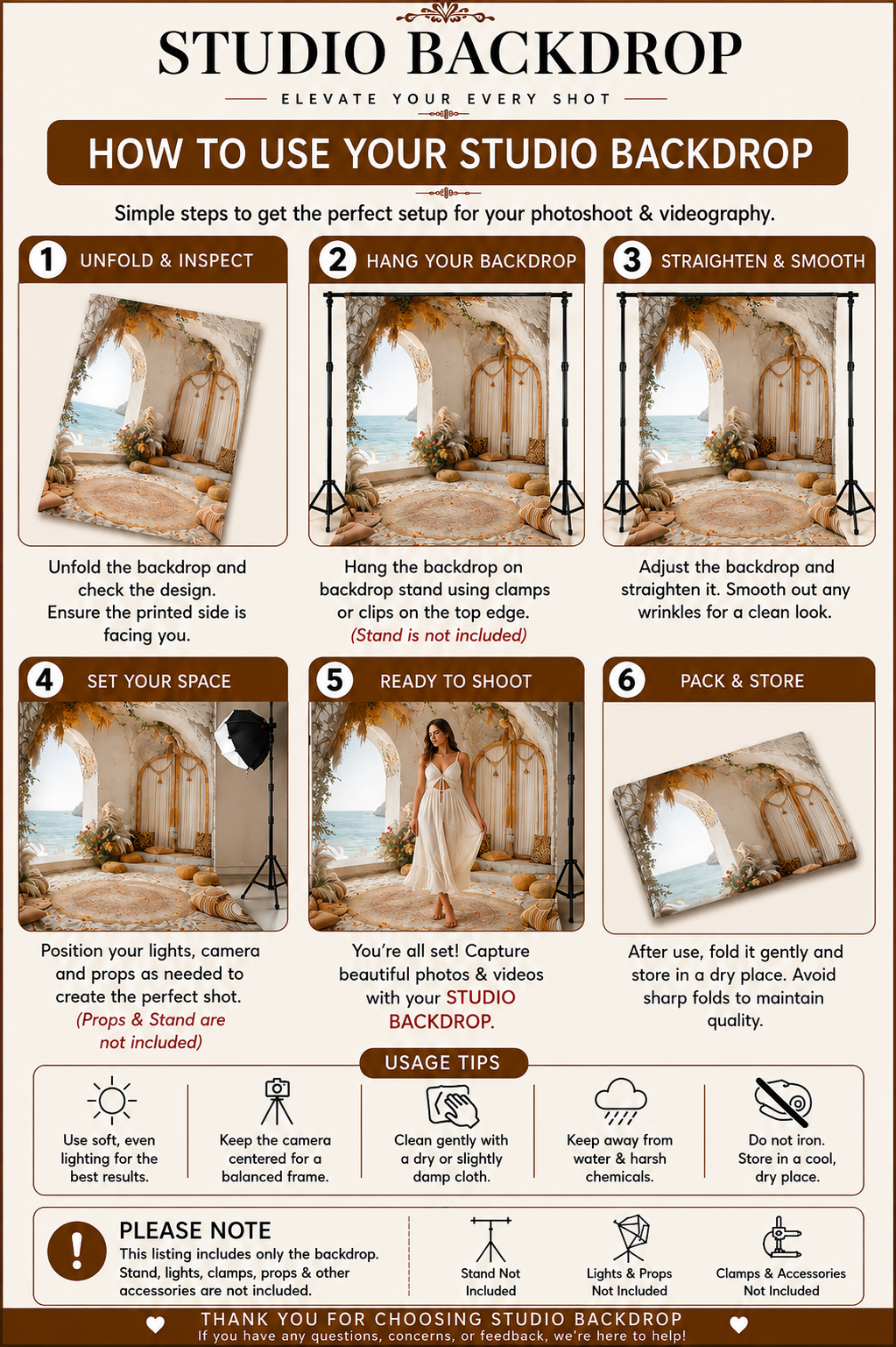 Mediterranean Style Sandy Beach Photography Backdrop