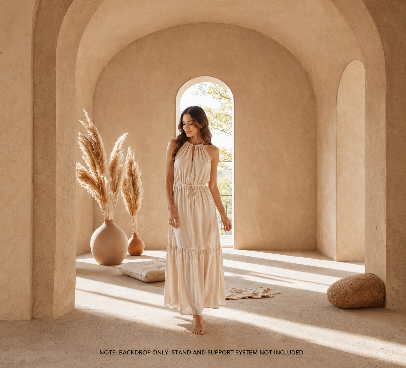Beige Minimal Arch Window Photography Backdrop