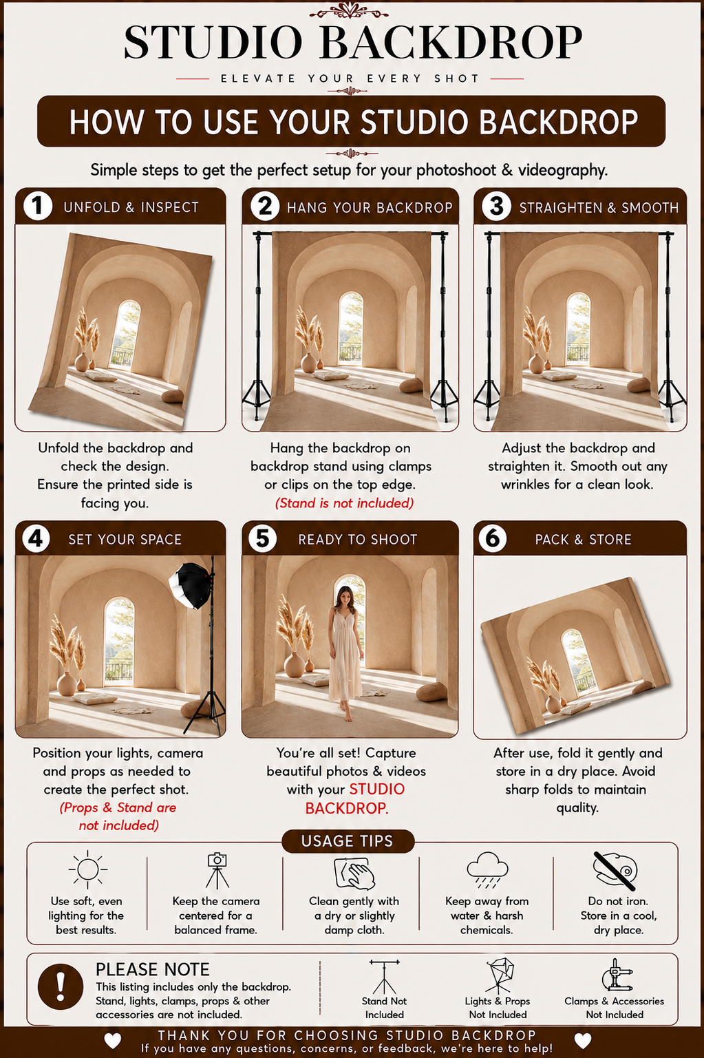 Beige Minimal Arch Window Photography Backdrop