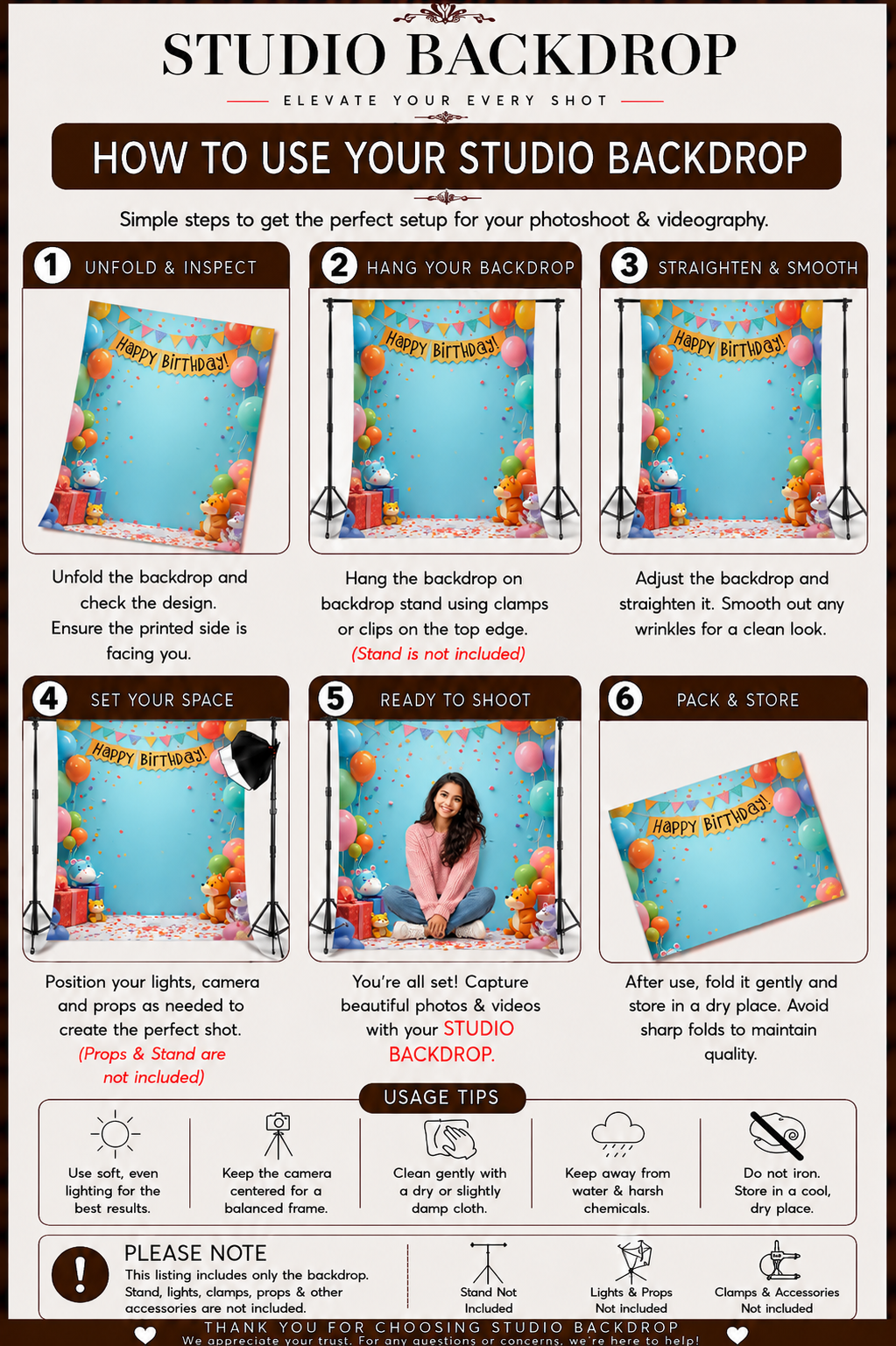 Cartoon Birthday Banner Backdrop