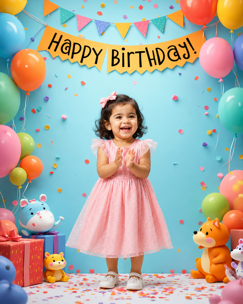 Cartoon Birthday Banner Backdrop
