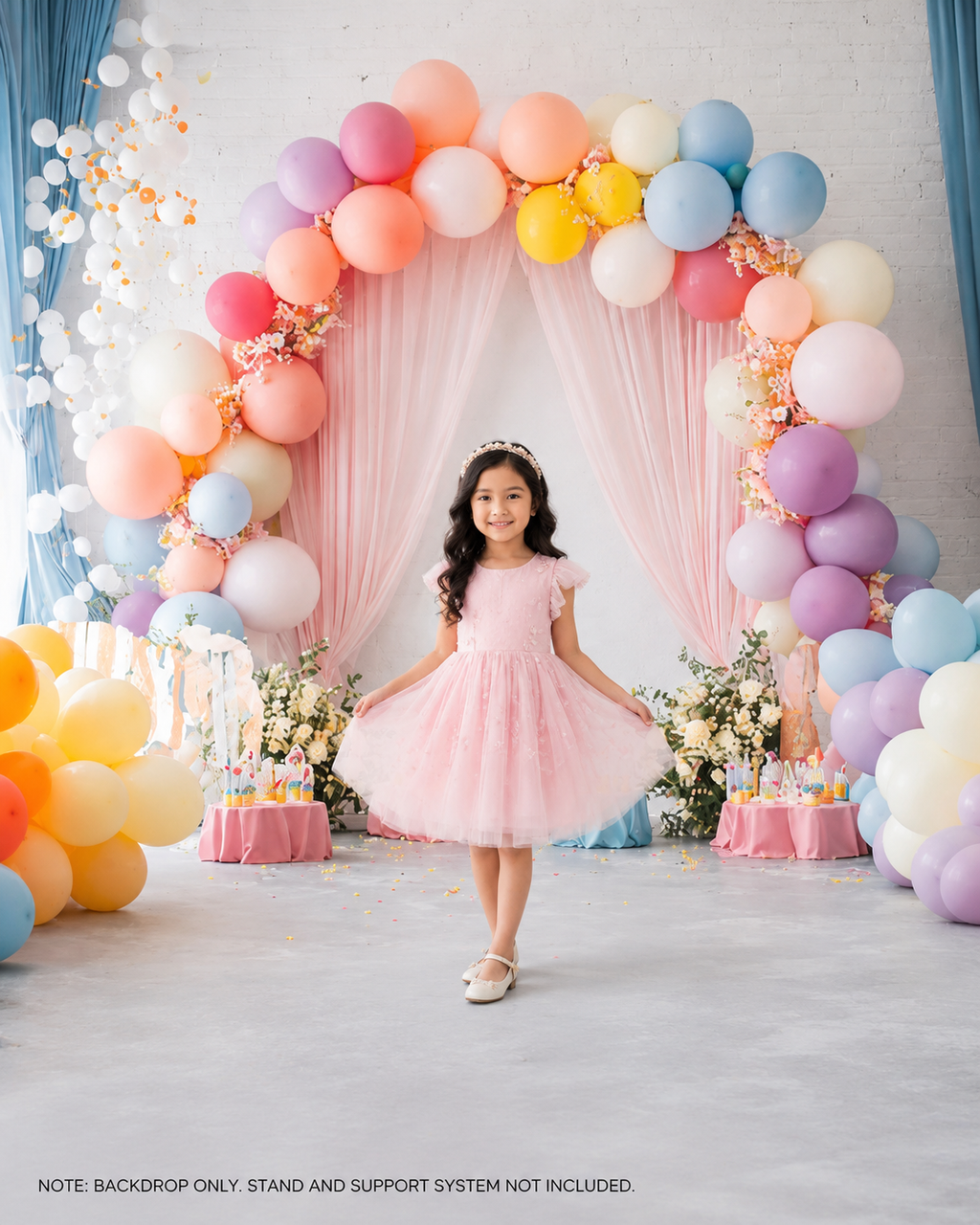Pastel Curtain Balloon Arch Backdrop