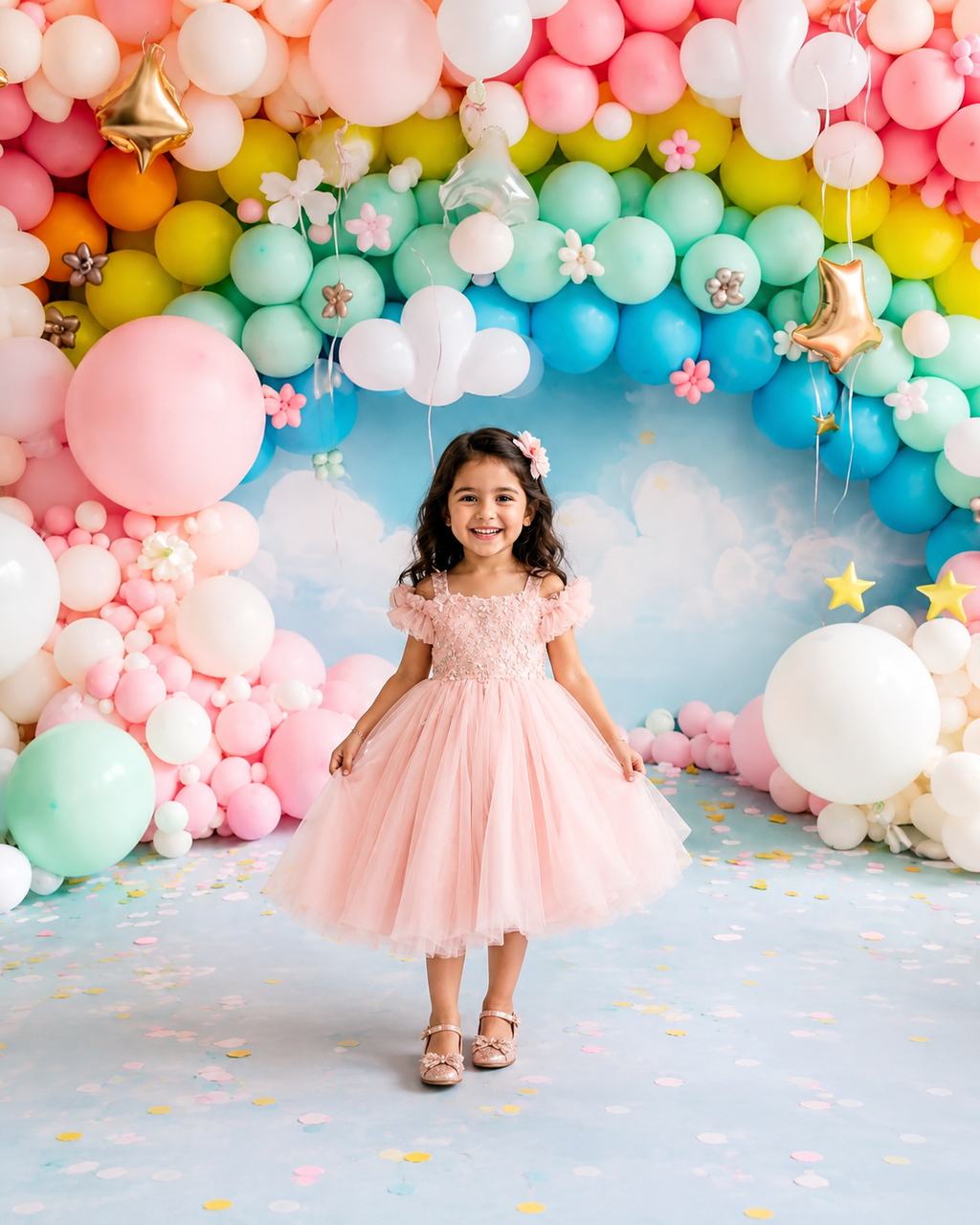 Rainbow Balloon Cloud Frame Backdrop
