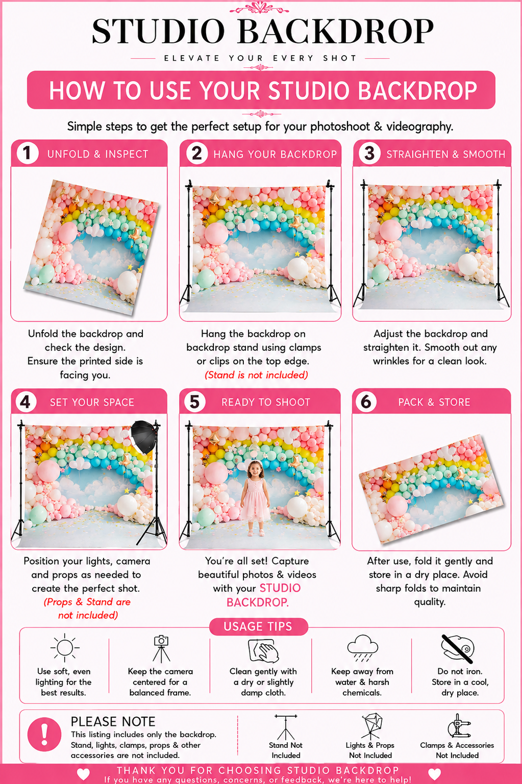 Rainbow Balloon Cloud Frame Backdrop
