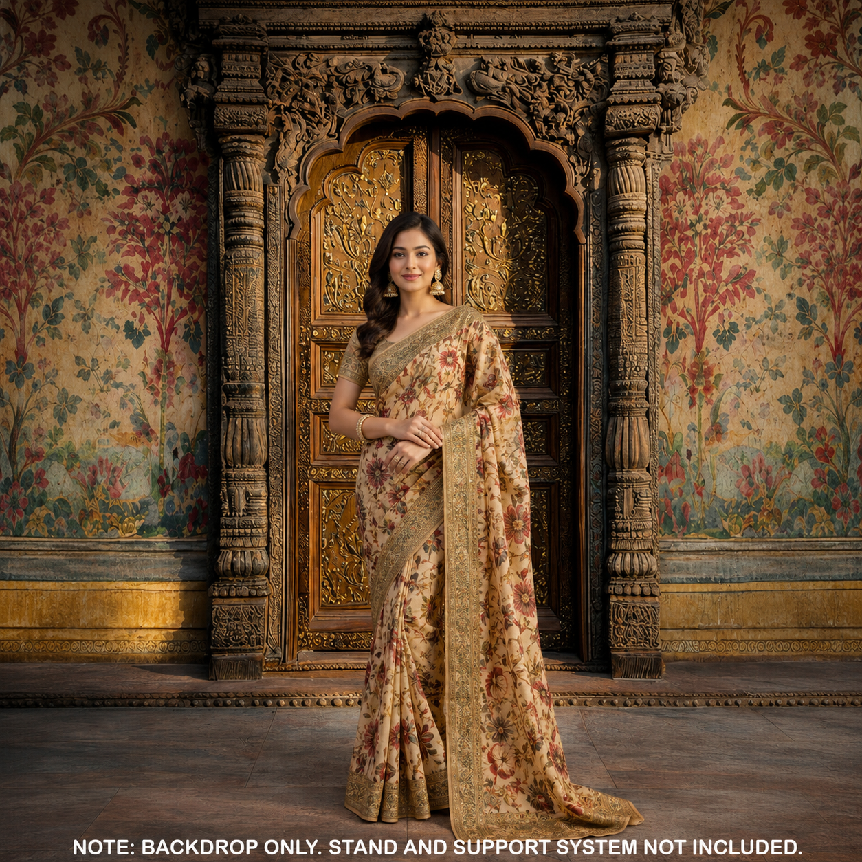 Royal Carved Wooden Door Backdrop
