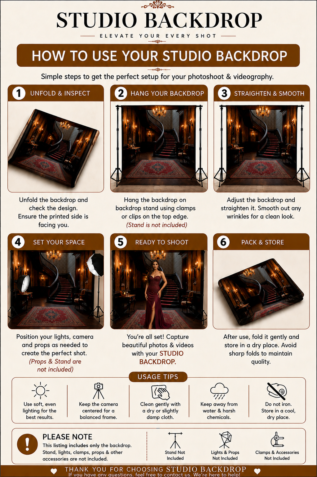 Vintage Mansion Stair Hall Backdrop