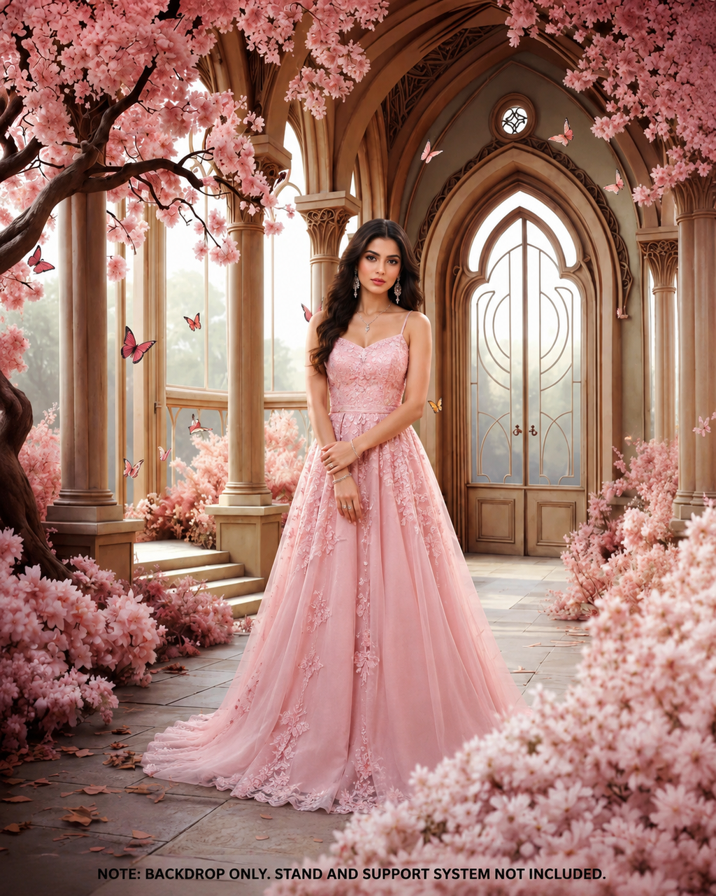 Cherry Blossom Garden Archway Backdrop