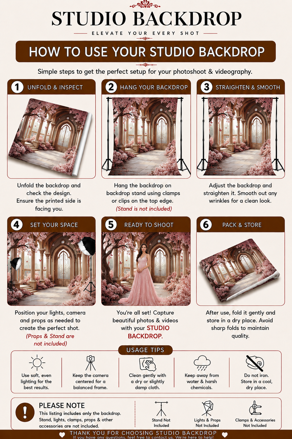 Cherry Blossom Garden Archway Backdrop